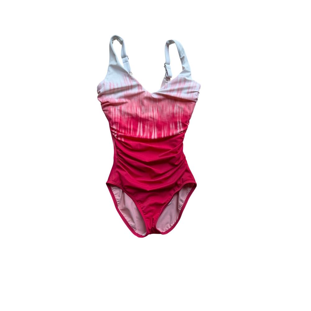 Miraclesuit x Talbots One Piece Swimsuit Size 6 Pink Ombre Ruched Shaping